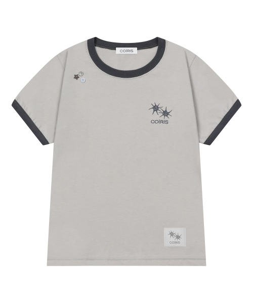 COIRIS（コイリス）の「モレンテボタンリンガー半袖Tシャツ（2カラー）（Tシャツ/カットソー・レディース・チャコールグレー/ネイビー・FREE）」の3枚目の写真