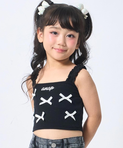 【新品未使用】Babykiy Kiyknows パッド入りキャミソール 黒 S ANAP kids（アナップキッズ）の「刺繍 パッド入り キャミソール