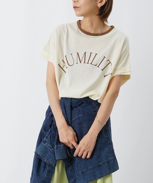 セール】LC/LLL ビンテージスラブNECK配色ロゴT/リンガーTシャツ（T