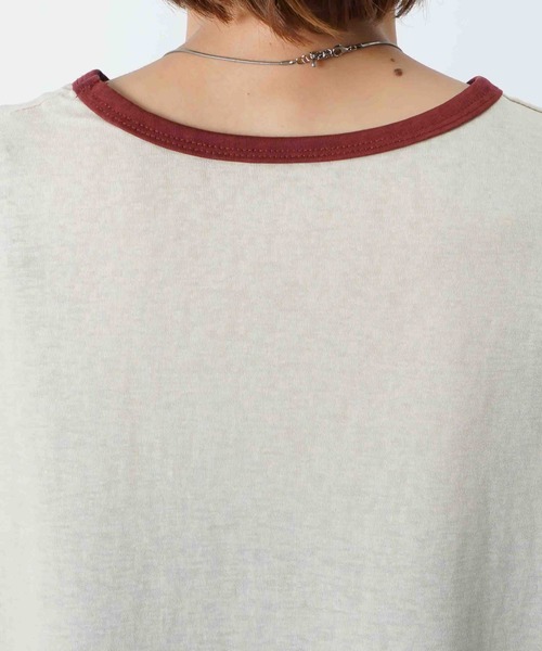 LUCA/LADY LUCK LUCA（ルカ/レディラックルカ）の「LC/LLL ビンテージスラブNECK配色ロゴT/リンガーTシャツ（Tシャツ/カットソー・レディース・オフホワイト/ブラウン/ベージュ・FREE）」の13枚目の写真