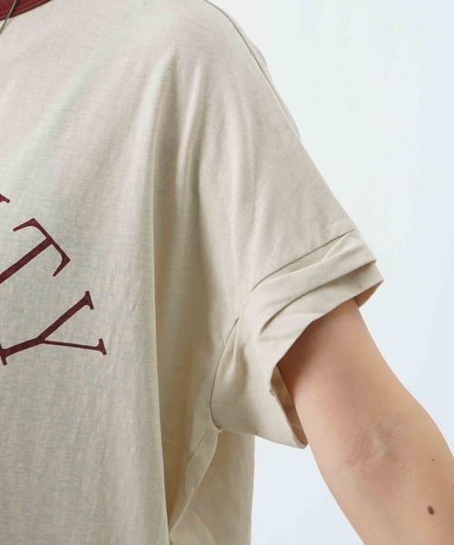 LUCA/LADY LUCK LUCA（ルカ/レディラックルカ）の「LC/LLL ビンテージスラブNECK配色ロゴT/リンガーTシャツ（Tシャツ/カットソー・レディース・オフホワイト/ブラウン/ベージュ・FREE）」の14枚目の写真
