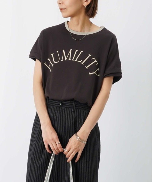 LUCA/LADY LUCK LUCA（ルカ/レディラックルカ）の「LC/LLL ビンテージスラブNECK配色ロゴT/リンガーTシャツ（Tシャツ/カットソー・レディース・オフホワイト/ブラウン/ベージュ・FREE）」の15枚目の写真