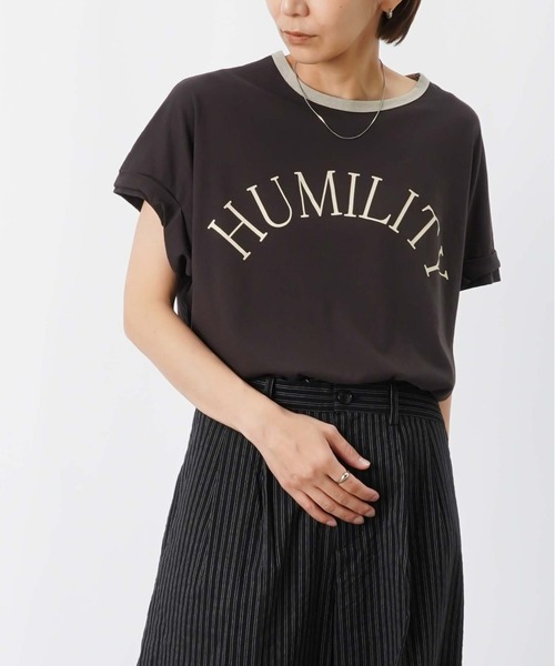 LUCA/LADY LUCK LUCA（ルカ/レディラックルカ）の「LC/LLL ビンテージスラブNECK配色ロゴT/リンガーTシャツ（Tシャツ/カットソー・レディース・オフホワイト/ブラウン/ベージュ・FREE）」の18枚目の写真
