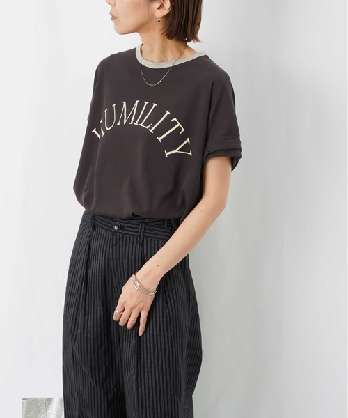 LUCA/LADY LUCK LUCA（ルカ/レディラックルカ）の「LC/LLL ビンテージスラブNECK配色ロゴT/リンガーTシャツ（Tシャツ/カットソー・レディース・オフホワイト/ブラウン/ベージュ・FREE）」の9枚目の写真