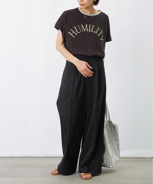 LUCA/LADY LUCK LUCA（ルカ/レディラックルカ）の「LC/LLL ビンテージスラブNECK配色ロゴT/リンガーTシャツ（Tシャツ/カットソー・レディース・オフホワイト/ブラウン/ベージュ・FREE）」の20枚目の写真