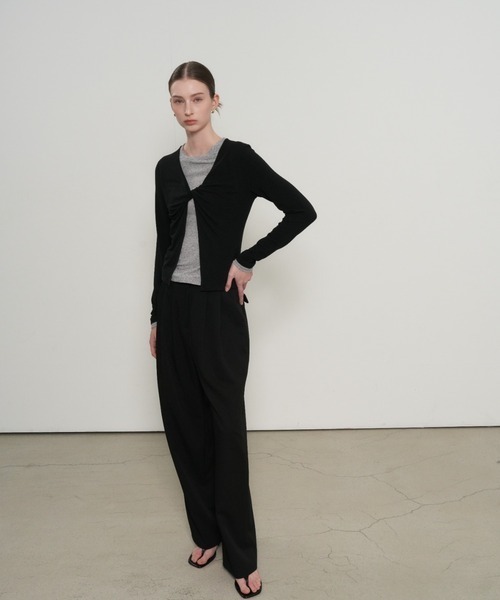 GENERAL IDEA(ジェネラルアイデア)の「GENERAL IDEA/ジェネラルアイディア LAYERED TWIST T-SHIRTS レイヤードツイスト長袖Tシャツ ドッキング 重ね着風 レディース 秋 秋服 2026年秋冬(Tシャツ/カットソー・レディース・チャコール/ブラック・S/M/XL/L)」の6枚目の写真