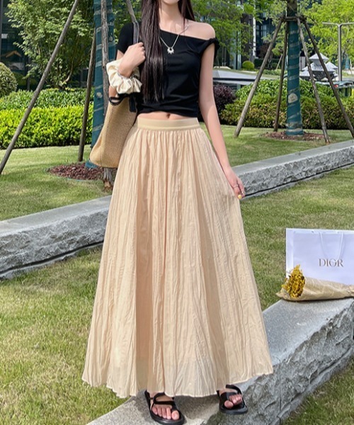 AMAJI(アマジ)の「リネン混 ギャザー アシンメトリー フレアスカート(スカート・レディース・ホワイト/ライトブルー/ベージュ/ブラウン・SMALL/MEDIUM/LARGE/X-LARGE)」の4枚目の写真