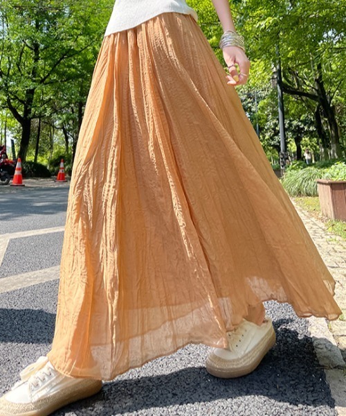 AMAJI(アマジ)の「リネン混 ギャザー アシンメトリー フレアスカート(スカート・レディース・ホワイト/ライトブルー/ベージュ/ブラウン・SMALL/MEDIUM/LARGE/X-LARGE)」の6枚目の写真