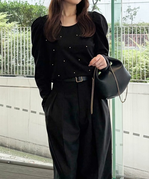junoah(ジュノア)の「パールパワショルカットソー(Tシャツ/カットソー・レディース・ブラック/ネイビー/ホワイト・MEDIUM/SMALL/LARGE)」の8枚目の写真