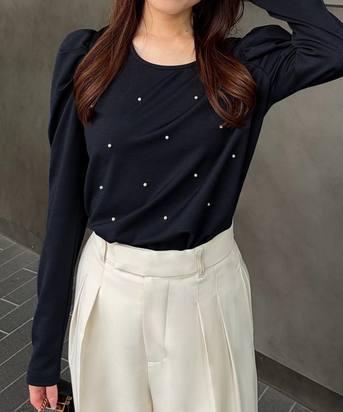 junoah(ジュノア)の「パールパワショルカットソー(Tシャツ/カットソー・レディース・ブラック/ネイビー/ホワイト・MEDIUM/SMALL/LARGE)」の10枚目の写真