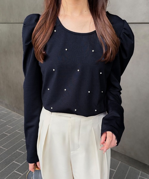 junoah(ジュノア)の「パールパワショルカットソー(Tシャツ/カットソー・レディース・ブラック/ネイビー/ホワイト・MEDIUM/SMALL/LARGE)」の12枚目の写真