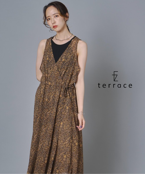 terrace（テラス）の「アソート柄プリントカシュクールマキシワンピース（ワンピース・レディース・レッド/アッシュブラウン/ブラック・FREE）」の3枚目の写真