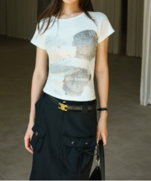 Vipoa(ヴィポア)の「vintage like short T-shirt(Tシャツ/カットソー・レディース・グレー/ホワイト・FREE)」の9枚目の写真