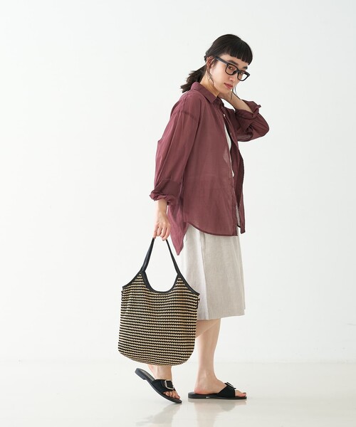 collex（コレックス）の「エアリーローンオーバーシャツ（シャツ/ブラウス・レディース・ブラウン/ベージュ・フリー）」の15枚目の写真