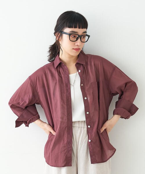 collex（コレックス）の「エアリーローンオーバーシャツ（シャツ/ブラウス・レディース・ブラウン/ベージュ・フリー）」の19枚目の写真
