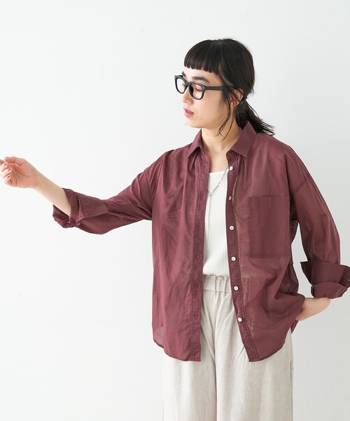 collex（コレックス）の「エアリーローンオーバーシャツ（シャツ/ブラウス・レディース・ブラウン/ベージュ・フリー）」の21枚目の写真