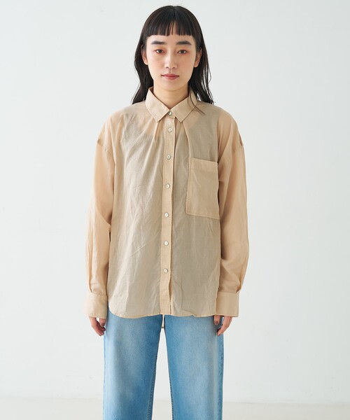 collex（コレックス）の「エアリーローンオーバーシャツ（シャツ/ブラウス・レディース・ブラウン/ベージュ・フリー）」の4枚目の写真