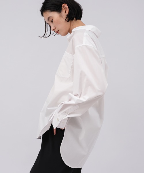 evernavy(エバーネイビー)の「【PREMIUM EASY CARE】オーバーサイズシャツ(シャツ/ブラウス・レディース・ホワイト/ライトブルー/サックスブルー・M)」の10枚目の写真