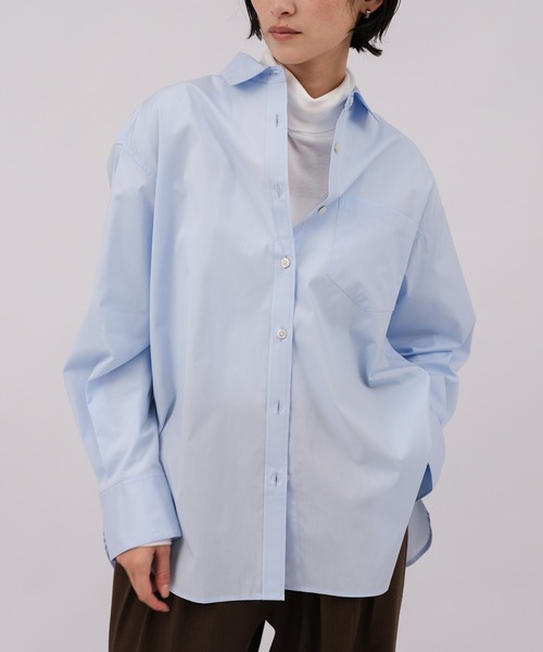 evernavy(エバーネイビー)の「【PREMIUM EASY CARE】オーバーサイズシャツ(シャツ/ブラウス・レディース・ホワイト/ライトブルー/サックスブルー・M)」の13枚目の写真