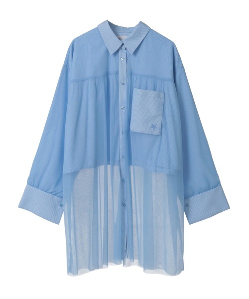 CONVERSE TOKYO(コンバーストウキョウ)の「TULLE LAYERED STRIPE SHIRT(シャツ/ブラウス・レディース・ブラック/ネイビー/ブルー系その他/ライトグレー/グレー/ブルー系その他2・FREE)」の10枚目の写真