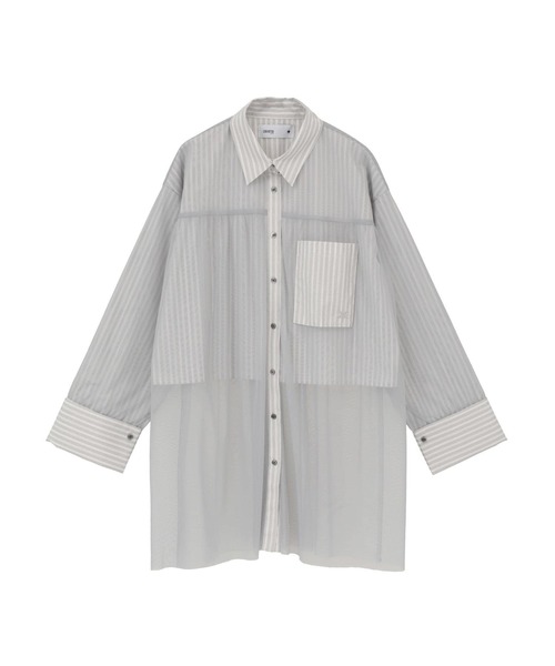 CONVERSE TOKYO(コンバーストウキョウ)の「TULLE LAYERED STRIPE SHIRT(シャツ/ブラウス・レディース・ブラック/ネイビー/ブルー系その他/ライトグレー/グレー/ブルー系その他2・FREE)」の11枚目の写真