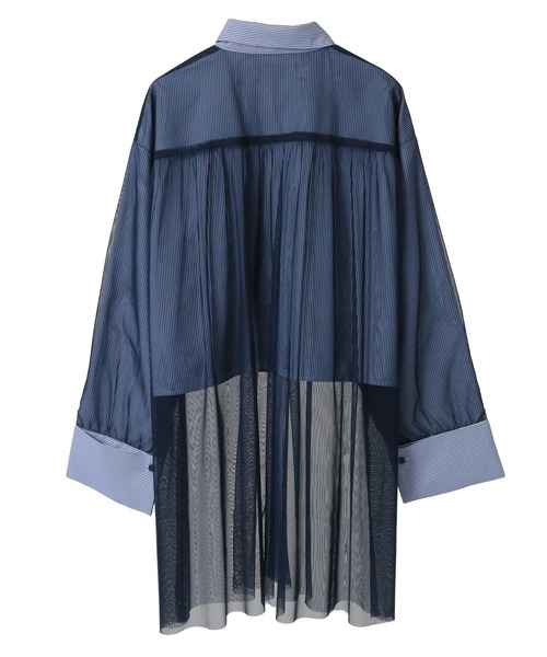 CONVERSE TOKYO(コンバーストウキョウ)の「TULLE LAYERED STRIPE SHIRT(シャツ/ブラウス・レディース・ブラック/ネイビー/ブルー系その他/ライトグレー/グレー/ブルー系その他2・FREE)」の14枚目の写真