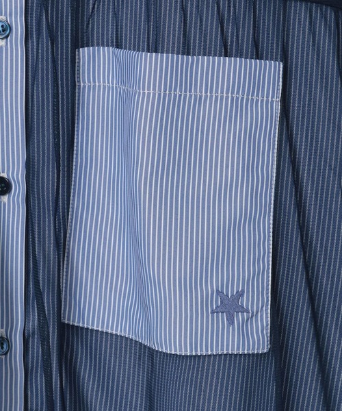 CONVERSE TOKYO(コンバーストウキョウ)の「TULLE LAYERED STRIPE SHIRT(シャツ/ブラウス・レディース・ブラック/ネイビー/ブルー系その他/ライトグレー/グレー/ブルー系その他2・FREE)」の17枚目の写真