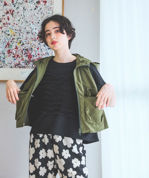 niko and...(ニコアンド)の「BOYSシルエットフードベスト(ベスト・レディース・カーキ/ネイビー/レッド・MEDIUM/LARGE)」の15枚目の写真