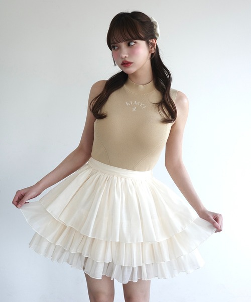 EIMY ISTOIRE(エイミーイストワール)の「ORGANZA COMBI KNIT DRESS(ワンピース・レディース・グレー/ベージュ/ブラック・F)」の3枚目の写真
