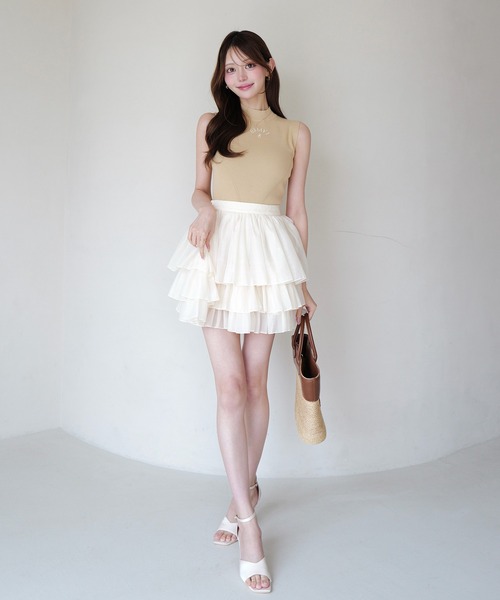 EIMY ISTOIRE(エイミーイストワール)の「ORGANZA COMBI KNIT DRESS(ワンピース・レディース・グレー/ベージュ/ブラック・F)」の4枚目の写真