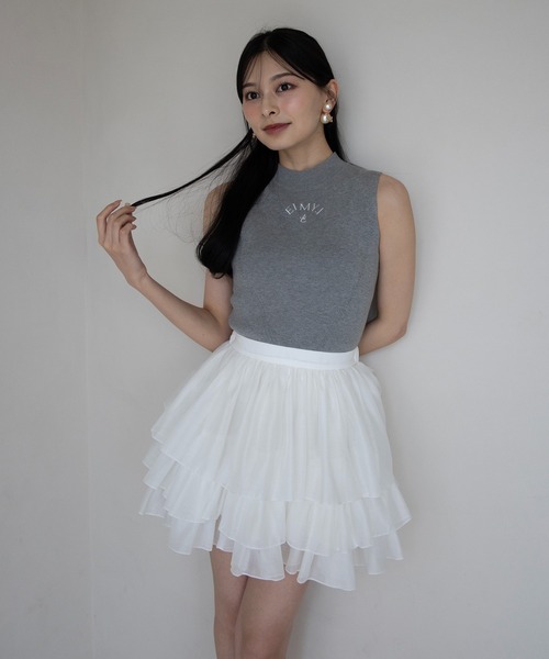 EIMY ISTOIRE(エイミーイストワール)の「ORGANZA COMBI KNIT DRESS(ワンピース・レディース・グレー/ベージュ/ブラック・F)」の7枚目の写真