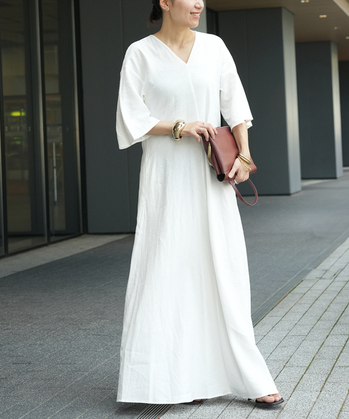 CELERI(セルリ)の「CELERI Vネック マキシワンピース(ワンピース・レディース・ブラック/ホワイト・38/36)」の20枚目の写真