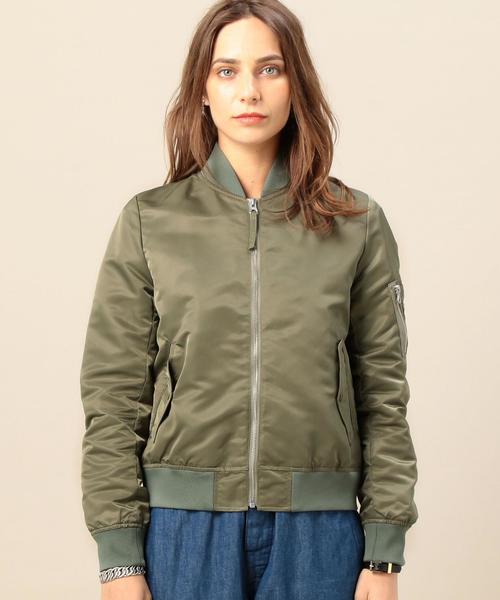 BEAUTY&YOUTH UNITED ARROWS（ビューティーアンドユースユナイテッドアローズ）の「BY ナイロンツイルMA-1ブルゾン ◆（MA-1・レディース・ブラック/オリーブ・FREE）」の4枚目の写真