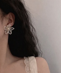 フェイクパール フラワー ピアス