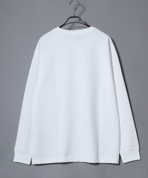 ANPAS(アンパス)の「Dry Waffle Knit Crew Neck Long Sleeve T-Shirt / ドライワッフルクルーネックロンT 長袖Tシャツ メンズ レディース 無地 シンプル ムジT(Tシャツ/カットソー・メンズ・オートミール/オフホワイト/スミクロ・L/LL/M)」の5枚目の写真