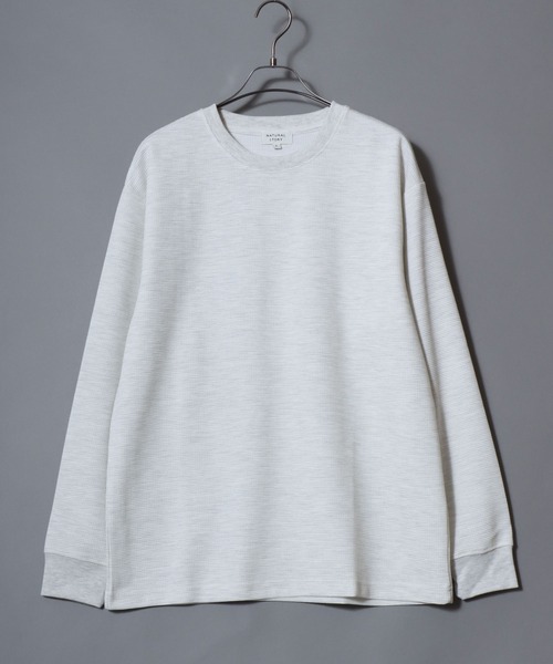 ANPAS(アンパス)の「Dry Waffle Knit Crew Neck Long Sleeve T-Shirt / ドライワッフルクルーネックロンT 長袖Tシャツ メンズ レディース 無地 シンプル ムジT(Tシャツ/カットソー・メンズ・オートミール/オフホワイト/スミクロ・L/LL/M)」の13枚目の写真
