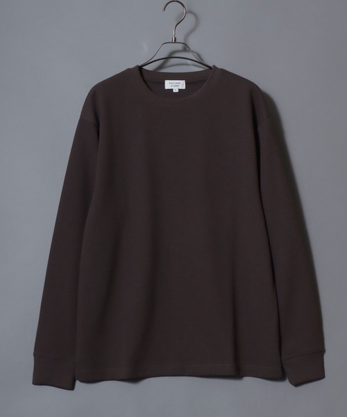 ANPAS(アンパス)の「Dry Waffle Knit Crew Neck Long Sleeve T-Shirt / ドライワッフルクルーネックロンT 長袖Tシャツ メンズ レディース 無地 シンプル ムジT(Tシャツ/カットソー・メンズ・オートミール/オフホワイト/スミクロ・L/LL/M)」の10枚目の写真