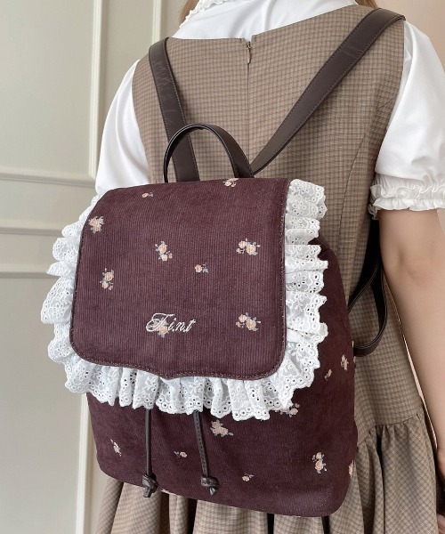 F i.n.t(フィント)の「コットンレース使いプチローズプリントミニリュック/fint フィント(バックパック/リュック・レディース・ブラック/ブラウン・FREE)」の12枚目の写真