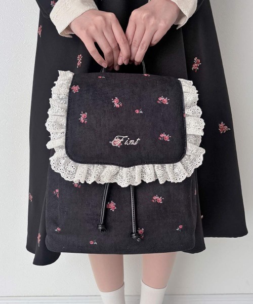 F i.n.t(フィント)の「コットンレース使いプチローズプリントミニリュック/fint フィント(バックパック/リュック・レディース・ブラック/ブラウン・FREE)」の13枚目の写真