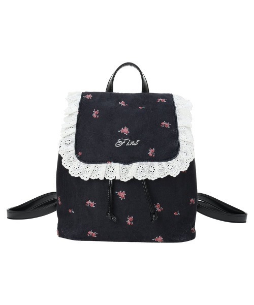 F i.n.t(フィント)の「コットンレース使いプチローズプリントミニリュック/fint フィント(バックパック/リュック・レディース・ブラック/ブラウン・FREE)」の3枚目の写真