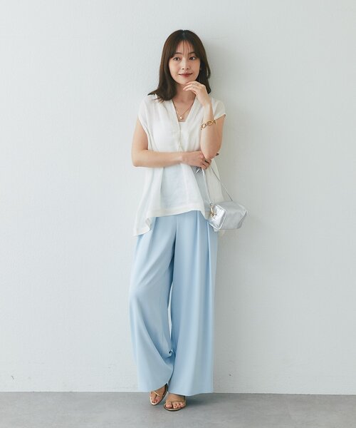 La boutique BonBon（ラブティックボンボン）の「【WEB限定】ラスターラミーブラウス（シャツ/ブラウス・レディース・オフホワイト/ブラウン・FREE）」の7枚目の写真