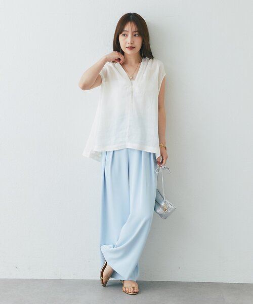 La boutique BonBon（ラブティックボンボン）の「【WEB限定】ラスターラミーブラウス（シャツ/ブラウス・レディース・オフホワイト/ブラウン・FREE）」の10枚目の写真