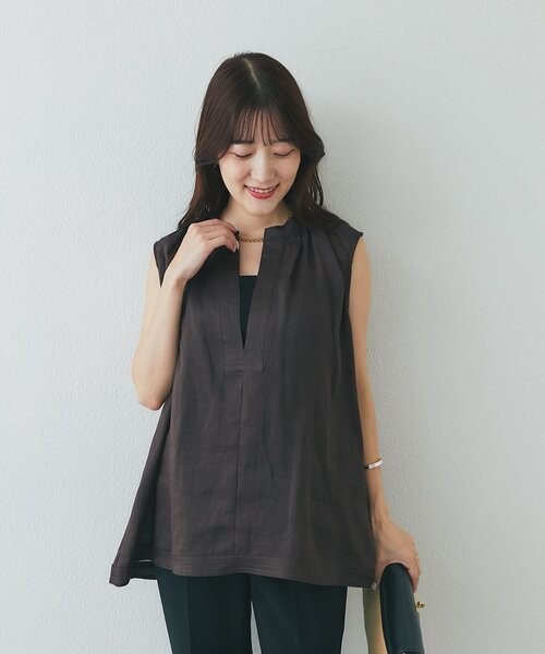 La boutique BonBon（ラブティックボンボン）の「【WEB限定】ラスターラミーブラウス（シャツ/ブラウス・レディース・オフホワイト/ブラウン・FREE）」の14枚目の写真
