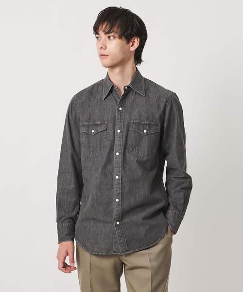 UNITED ARROWS(ユナイテッドアローズ)の「ブラックデニム ウエスタンシャツ(シャツ/ブラウス・メンズ・ダークグレー・L/M/S/XL)」の1枚目の写真