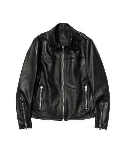 A LEATHER(エーレザー)の「A LEATHER Roadster Jacket (AMJ2403)(ライダースジャケット・メンズ・ブラック・SMALL/LARGE/MEDIUM)」の1枚目の写真