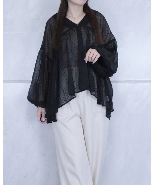 amini(アミニ)の「シアーワッシャードットブラウス(シャツ/ブラウス・レディース・ブラック系その他/ホワイト系その他・MEDIUM)」の16枚目の写真