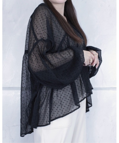 amini(アミニ)の「シアーワッシャードットブラウス(シャツ/ブラウス・レディース・ブラック系その他/ホワイト系その他・MEDIUM)」の14枚目の写真