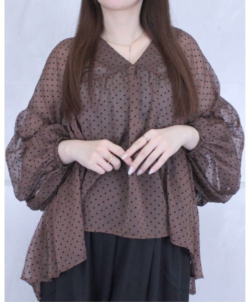 amini(アミニ)の「シアーワッシャードットブラウス(シャツ/ブラウス・レディース・ブラック系その他/ホワイト系その他・MEDIUM)」の18枚目の写真