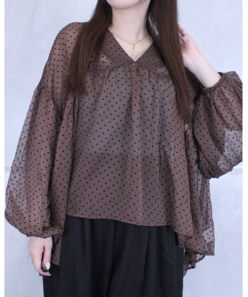 amini(アミニ)の「シアーワッシャードットブラウス(シャツ/ブラウス・レディース・ブラック系その他/ホワイト系その他・MEDIUM)」の19枚目の写真
