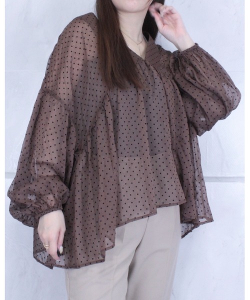 amini(アミニ)の「シアーワッシャードットブラウス(シャツ/ブラウス・レディース・ブラック系その他/ホワイト系その他・MEDIUM)」の21枚目の写真